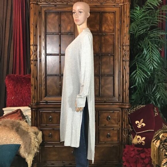NWOT Cuddle Duds Gray Side Slit High Low Modal Rib Knit Duster Cardigan - Picture 3 of 16